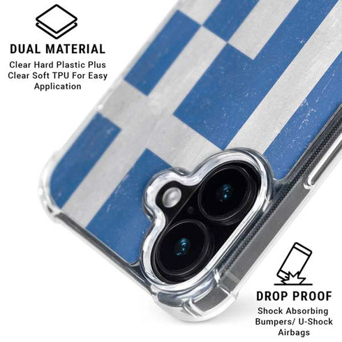 Greece Flag Distressed iPhone 16 Clear Case